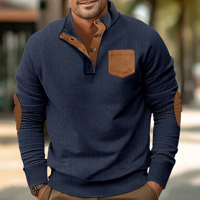 Patch Pocket Jacket Stand Collar Long Sleeve Corduroy Multicolor Hoodie | Luxury Home Accessories | Heulog Glow