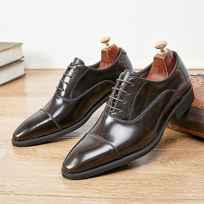 Patent Leather Three-joint Oxford Shoes Pointed Business Men's Soft Bottom | Luxury Home Accessories | Heulog Glow