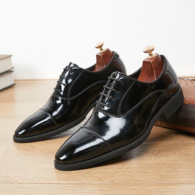 Patent Leather Three-joint Oxford Shoes Pointed Business Men's Soft Bottom | Luxury Home Accessories | Heulog Glow