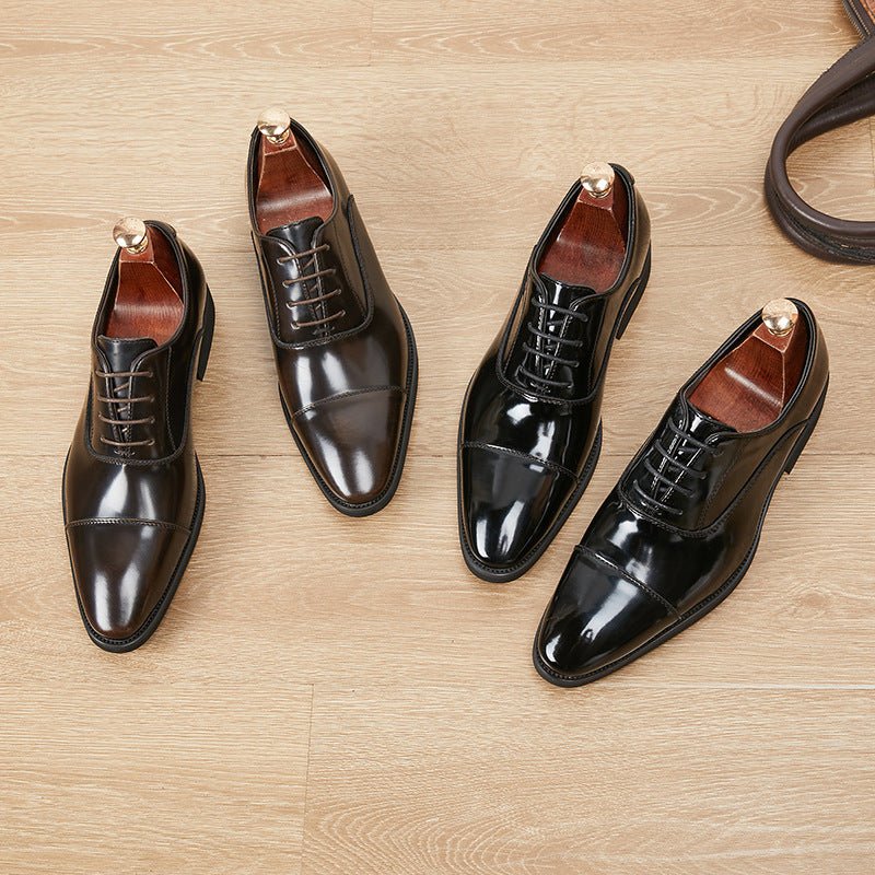 Patent Leather Three-joint Oxford Shoes Pointed Business Men's Soft Bottom | Luxury Home Accessories | Heulog Glow