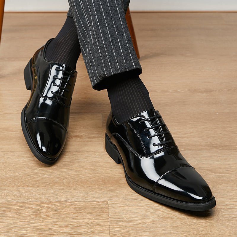 Patent Leather Three-joint Oxford Shoes Pointed Business Men's Soft Bottom | Luxury Home Accessories | Heulog Glow