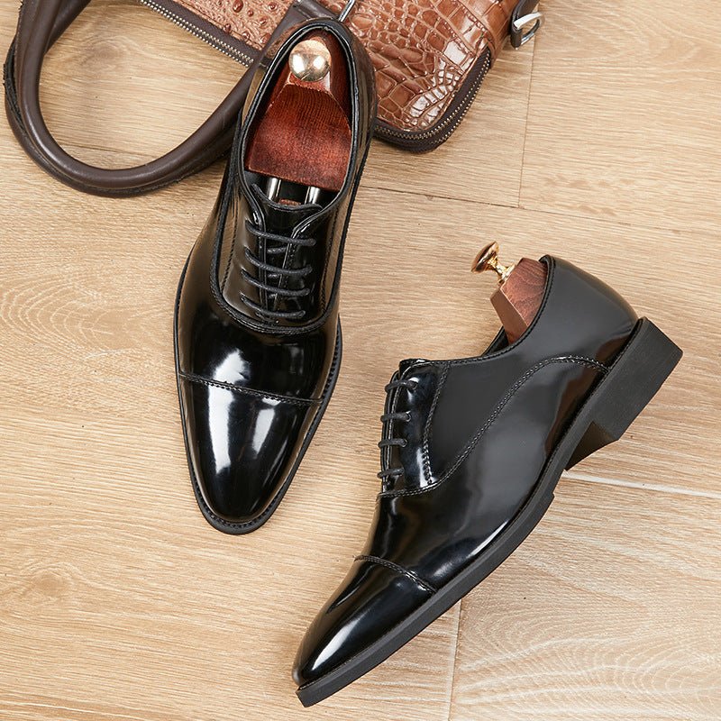 Patent Leather Three-joint Oxford Shoes Pointed Business Men's Soft Bottom | Luxury Home Accessories | Heulog Glow