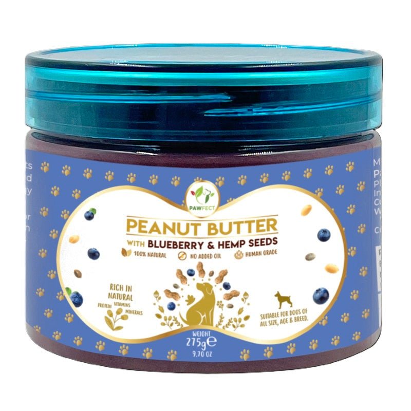 Pawfect Peanut Butter with Blueberry & Hemp Seeds 275g | Luxury Home Accessories | Heulog Glow