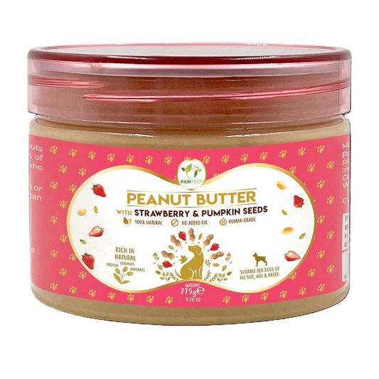 Pawfect Peanut Butter with Strawberry & Pumpkin Seeds 275g | Luxury Home Accessories | Heulog Glow