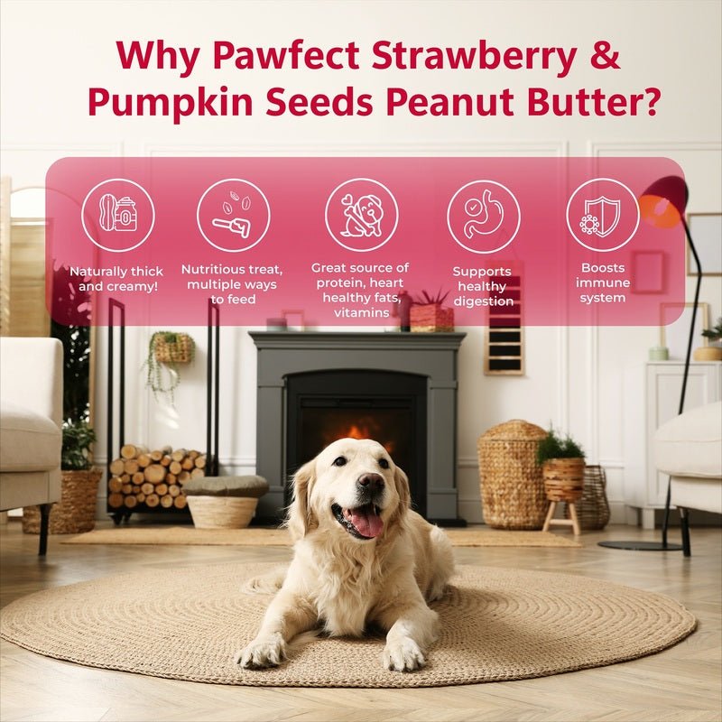 Pawfect Peanut Butter with Strawberry & Pumpkin Seeds 275g | Luxury Home Accessories | Heulog Glow