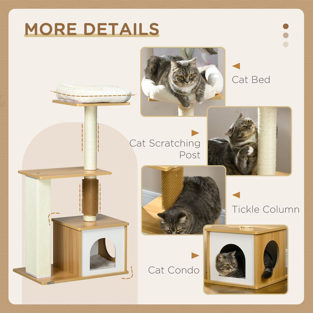 PawHut 114cm Cat Tree - Indoor Cats Scratching Posts, Cat House, Cat Bed. High-Quality & Durable! | Luxury Home Accessories | Heulog Glow