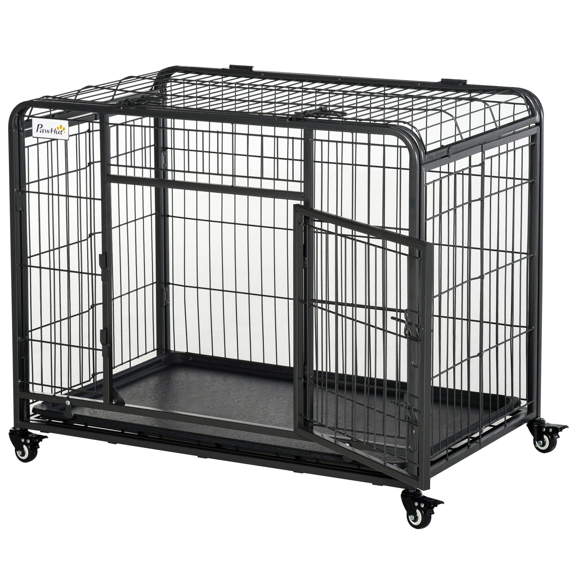 PawHut 69.5x94cm Metal Dog Cage Kennel w/ Locking Door & Wheels Medium Pets | Luxury Home Accessories | Heulog Glow