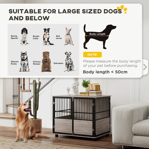 PawHut 80cm Dog Crate Furniture Dog Cage End Table Indoor w/ Doors, Cushion | Luxury Home Accessories | Heulog Glow