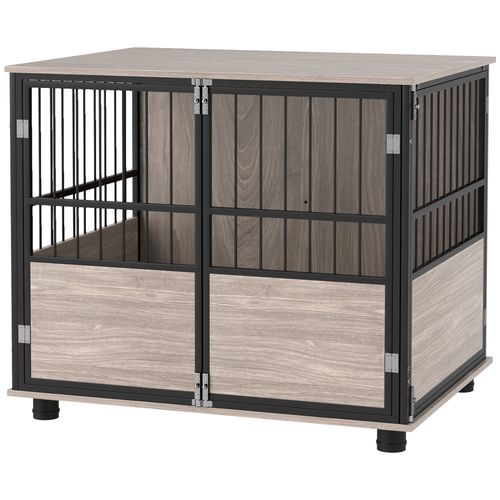 PawHut 80cm Dog Crate Furniture Dog Cage End Table Indoor w/ Doors, Cushion | Luxury Home Accessories | Heulog Glow