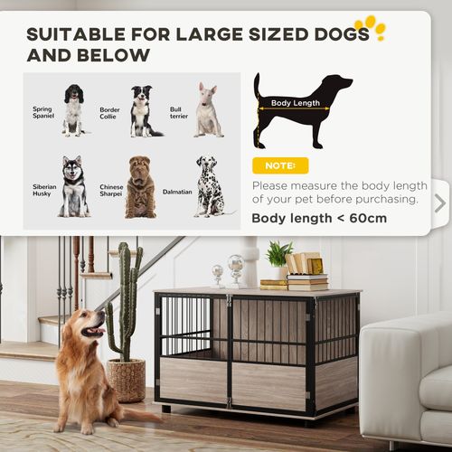 PawHut 80cm Dog Crate Furniture Dog Cage End Table Indoor w/ Doors, Cushion | Luxury Home Accessories | Heulog Glow