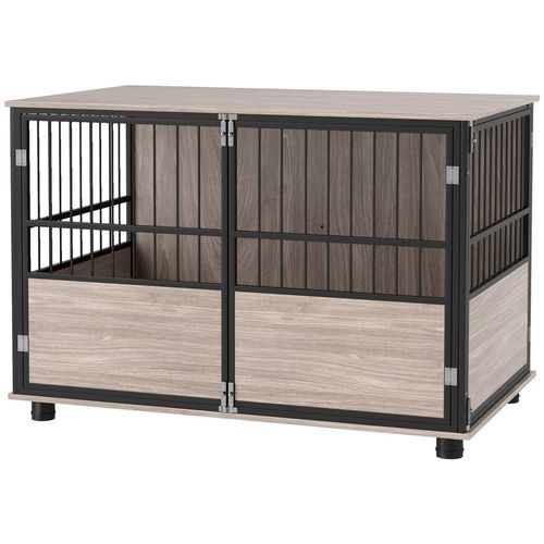 PawHut 80cm Dog Crate Furniture Dog Cage End Table Indoor w/ Doors, Cushion | Luxury Home Accessories | Heulog Glow
