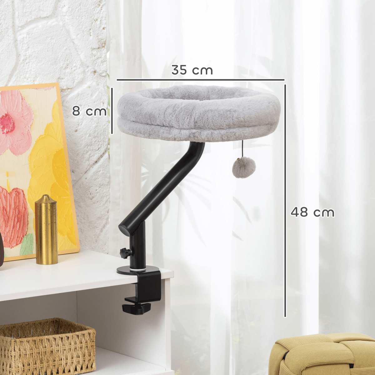 PawHut Cat Bed for Desk, 360° Rotatable Adjustable Cat Nest Hammock | Luxury Home Accessories | Heulog Glow