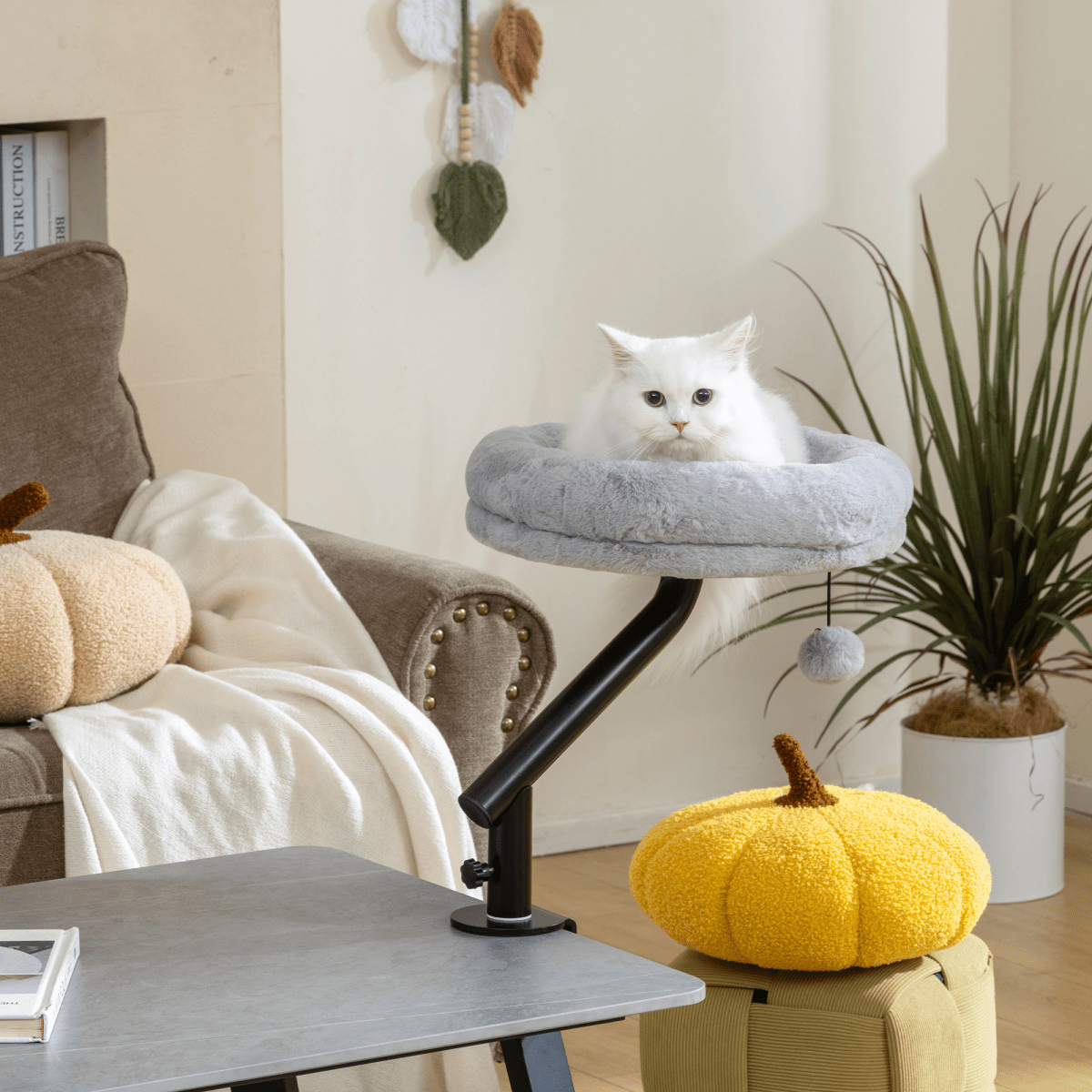 PawHut Cat Bed for Desk, 360° Rotatable Adjustable Cat Nest Hammock | Luxury Home Accessories | Heulog Glow