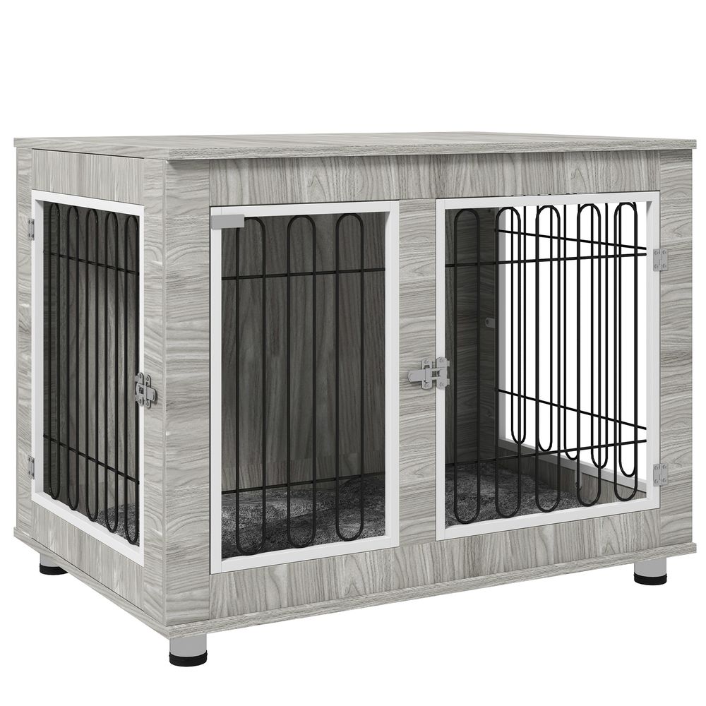 PawHut Dog Crate Furniture, Double Door, Soft Cushion - Perfect for All Pets | Luxury Home Accessories | Heulog Glow