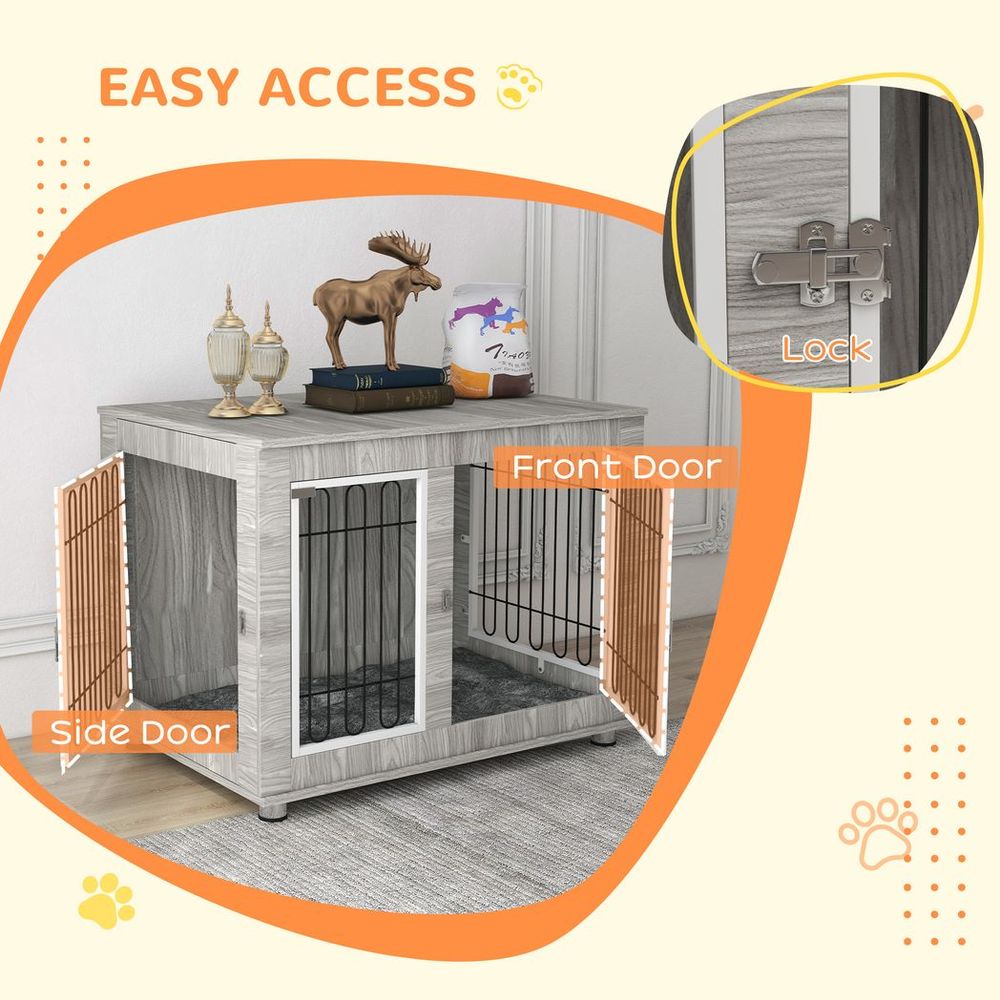 PawHut Dog Crate Furniture, Double Door, Soft Cushion - Perfect for All Pets | Luxury Home Accessories | Heulog Glow