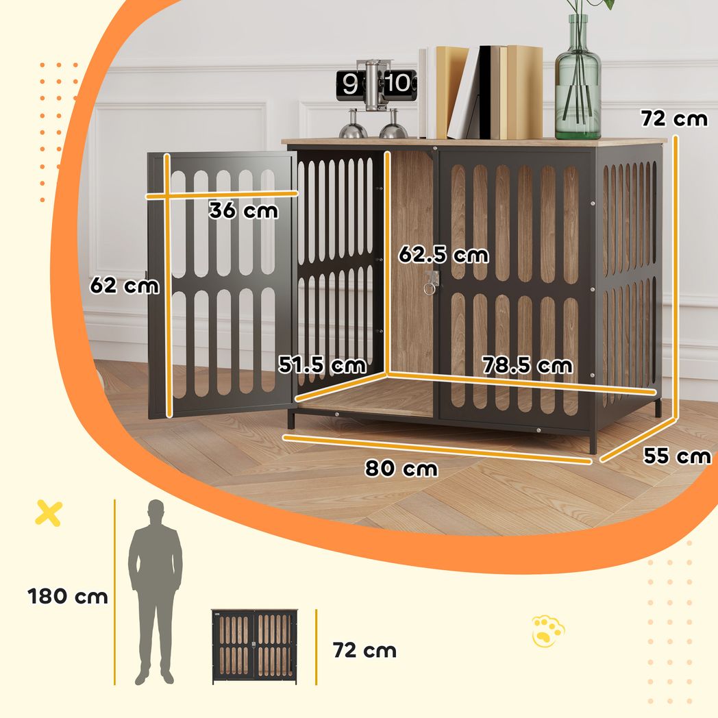 PawHut Dog Crate Furniture with Anti-Chew Resistant Mesh for Medium Dogs | Luxury Home Accessories | Heulog Glow