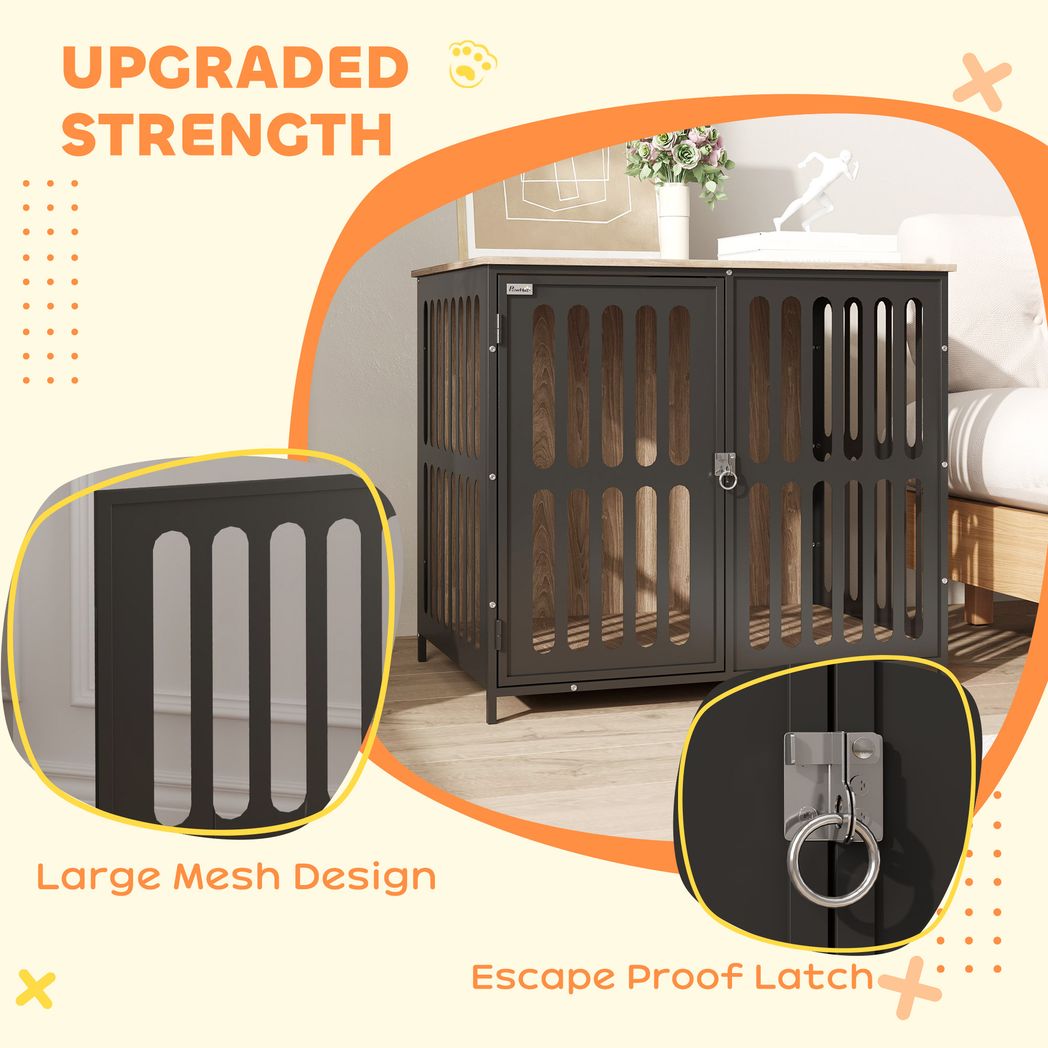 PawHut Dog Crate Furniture with Anti-Chew Resistant Mesh for Medium Dogs | Luxury Home Accessories | Heulog Glow