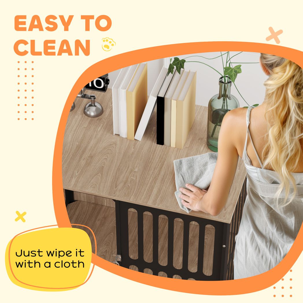 PawHut Dog Crate Furniture with Anti-Chew Resistant Mesh for Medium Dogs | Luxury Home Accessories | Heulog Glow