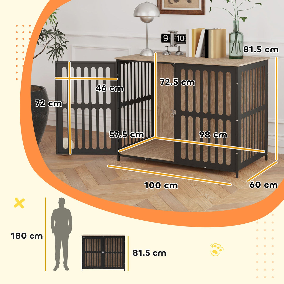 PawHut Dog Crate Furniture with Anti-Chew Resistant Mesh for Medium Dogs | Luxury Home Accessories | Heulog Glow