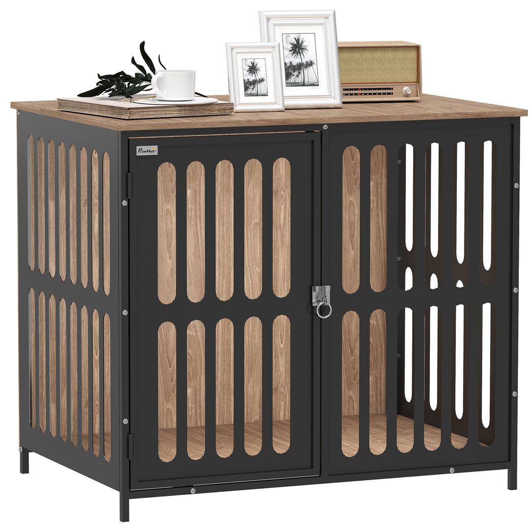 PawHut Dog Crate Furniture with Anti-Chew Resistant Mesh for Medium Dogs | Luxury Home Accessories | Heulog Glow