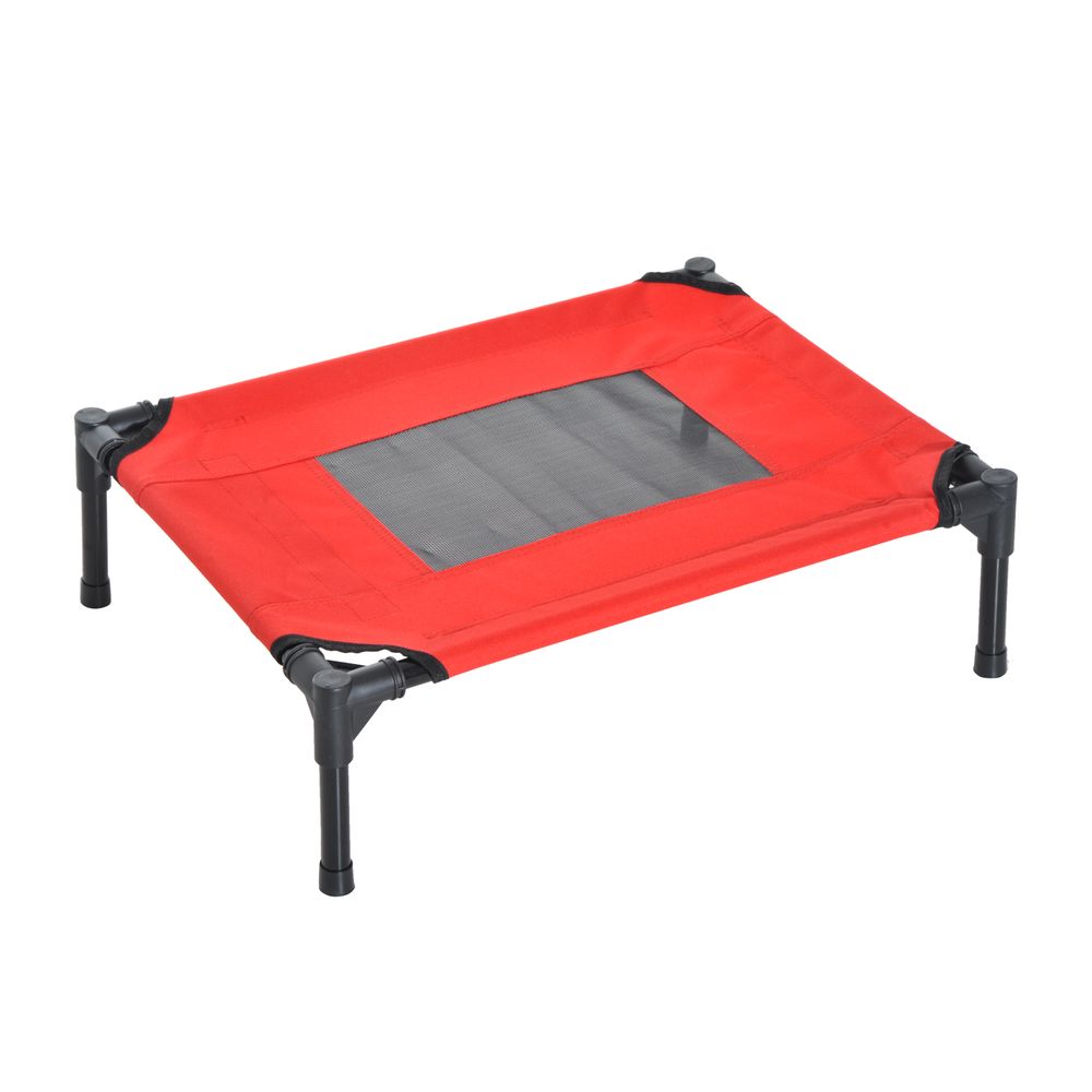 PawHut Elevated Pet Bed Portable Camping Raised Dog Bed w/ Metal Frame Black and Red (Small) | Luxury Home Accessories | Heulog Glow