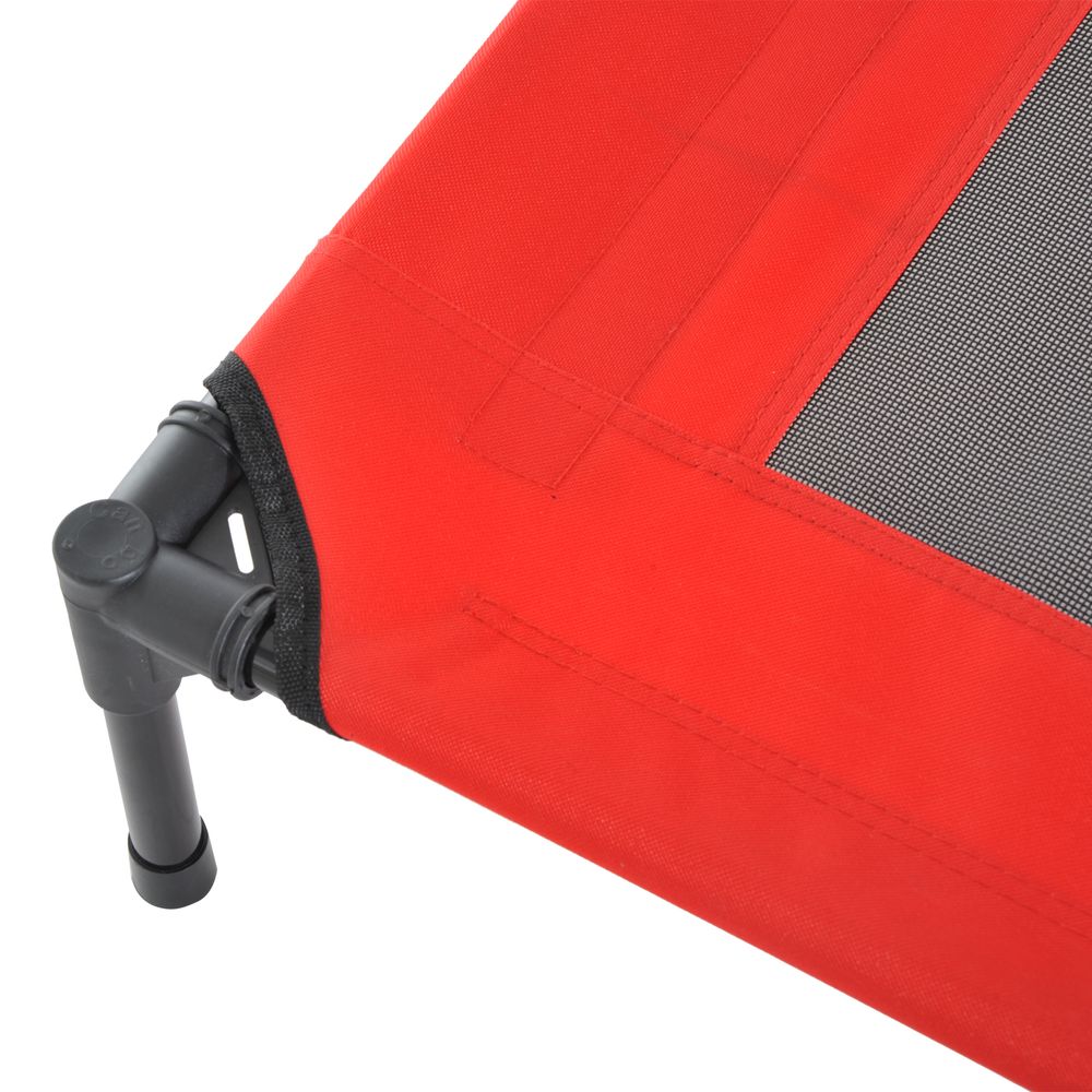 PawHut Elevated Pet Bed Portable Camping Raised Dog Bed w/ Metal Frame Black and Red (Small) | Luxury Home Accessories | Heulog Glow
