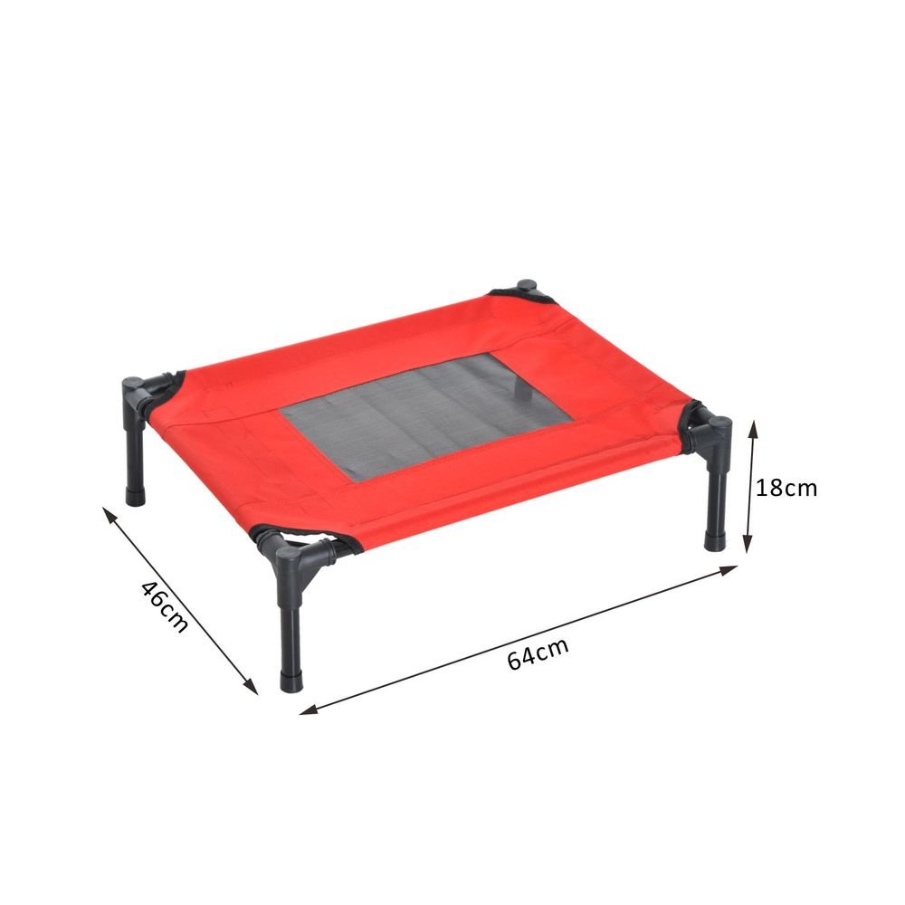 PawHut Elevated Pet Bed Portable Camping Raised Dog Bed w/ Metal Frame Black and Red (Small) | Luxury Home Accessories | Heulog Glow