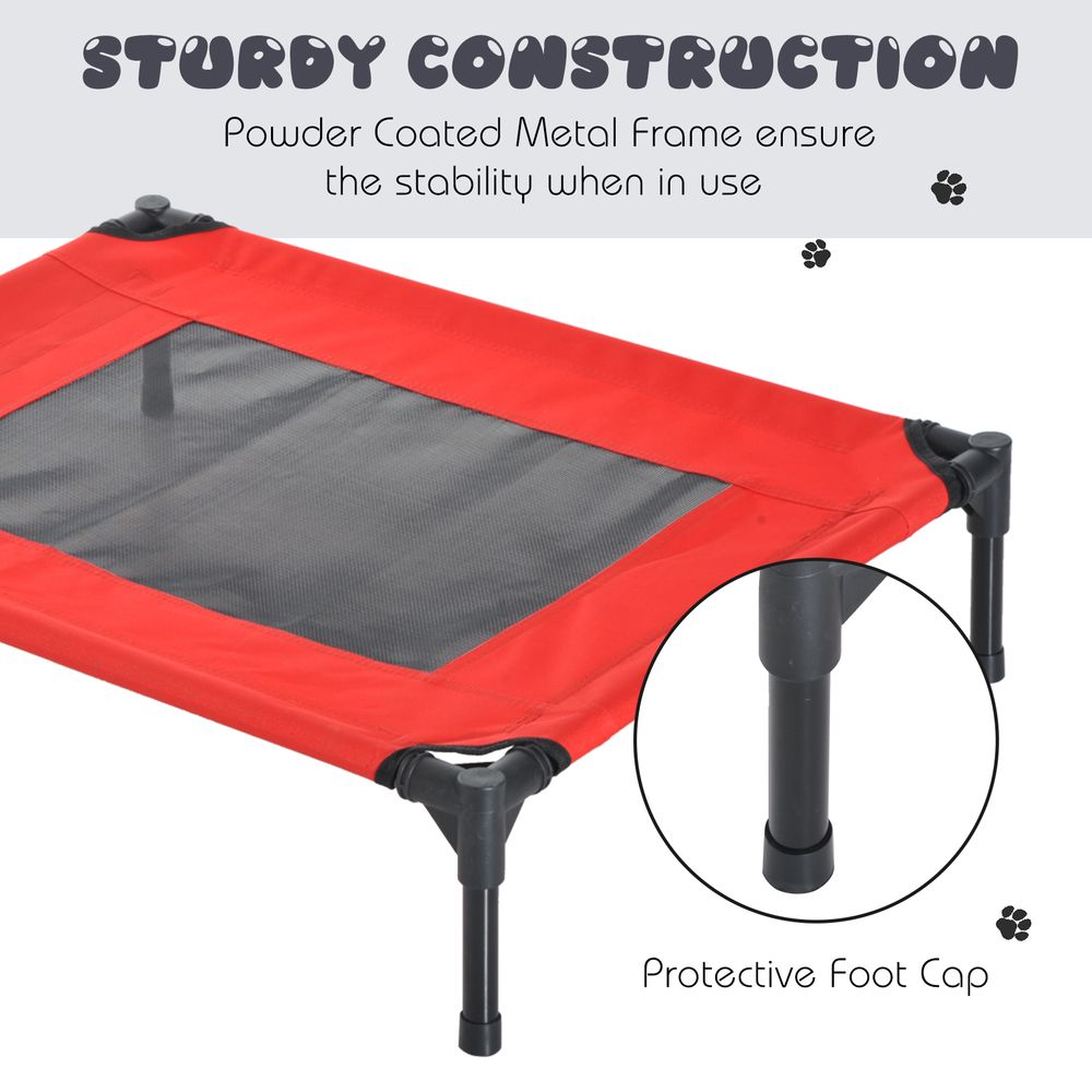 PawHut Elevated Pet Bed Portable Camping Raised Dog Bed w/ Metal Frame Black and Red (Small) | Luxury Home Accessories | Heulog Glow