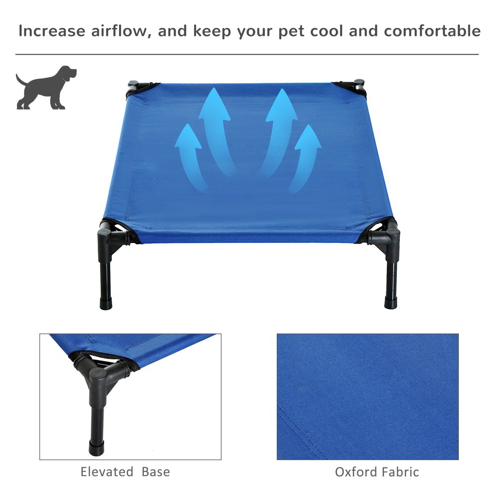 PawHut Elevated Pet Bed Portable Camping Raised Dog Bed w/ Metal Frame Blue (Medium) | Luxury Home Accessories | Heulog Glow