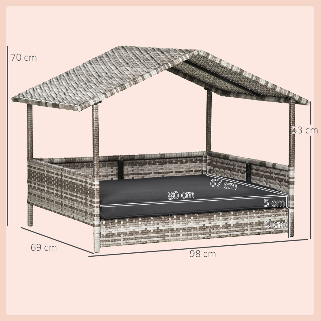 PawHut Wicker Dog House, Rattan Pet Bed with Soft Cushion | Luxury Home Accessories | Heulog Glow