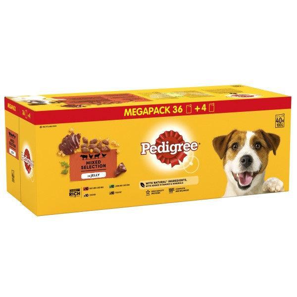 Pedigree Adult Mixed Selection in Jelly Pouches 100g x 40 for 36 | Luxury Home Accessories | Heulog Glow