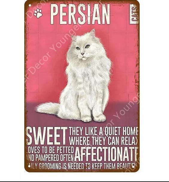 Persian Cat Tin Sign | Luxury Home Accessories | Heulog Glow