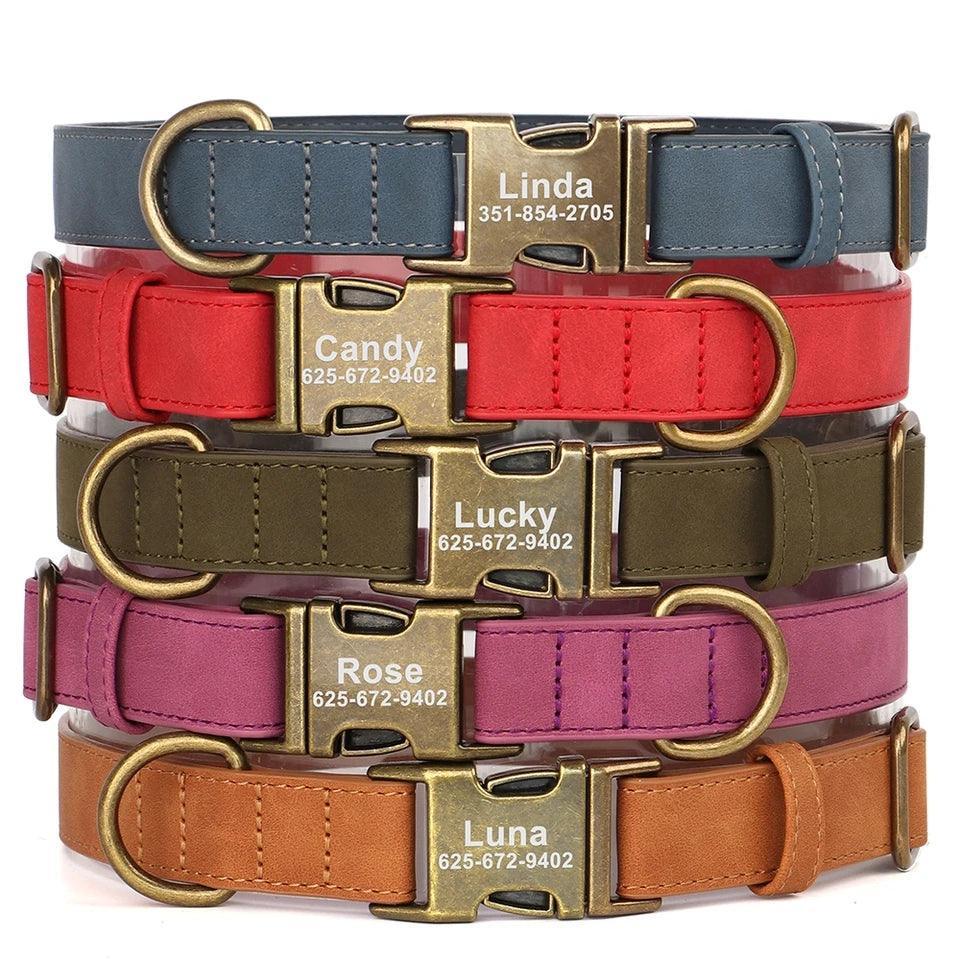 Personalised Dog Collar and Leash Set - Leather | Luxury Home Accessories | Heulog Glow