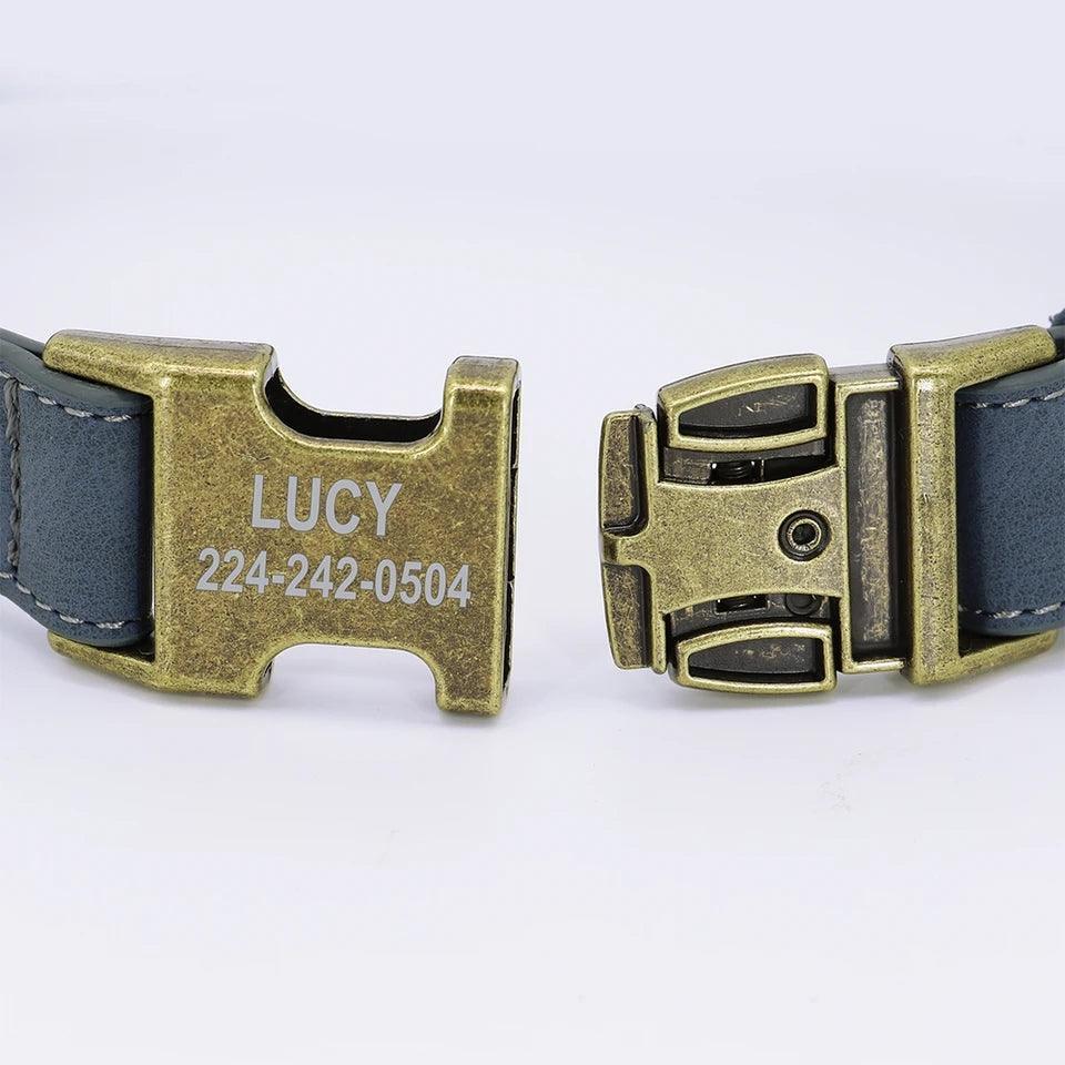 Personalised Dog Collar and Leash Set - Leather | Luxury Home Accessories | Heulog Glow