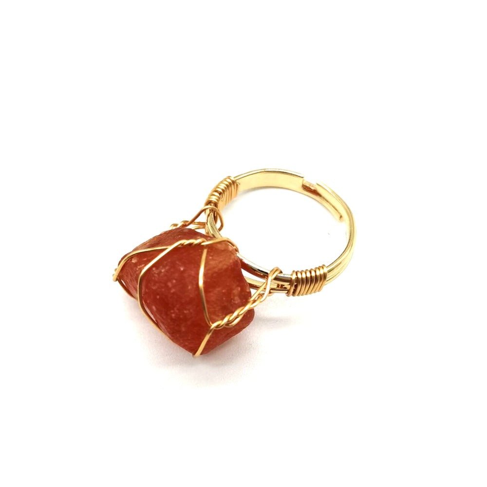 Personality Hand Wrapped Rough Stone Agate Ring | Luxury Home Accessories | Heulog Glow