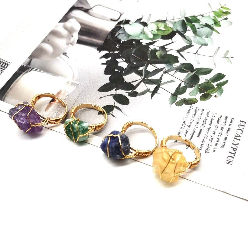 Personality Hand Wrapped Rough Stone Agate Ring | Luxury Home Accessories | Heulog Glow
