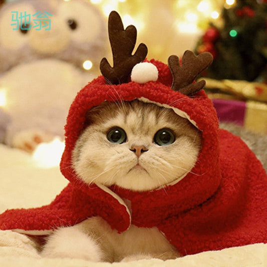 Pet Autumn And Winter Warm Antlers Hat Cloak | Luxury Home Accessories | Heulog Glow