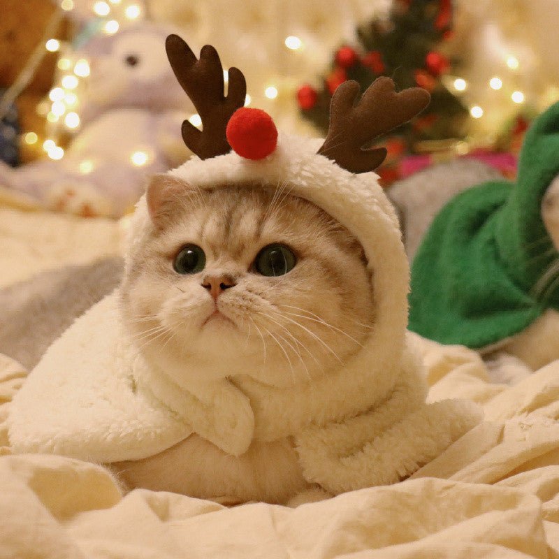 Pet Autumn And Winter Warm Antlers Hat Cloak | Luxury Home Accessories | Heulog Glow