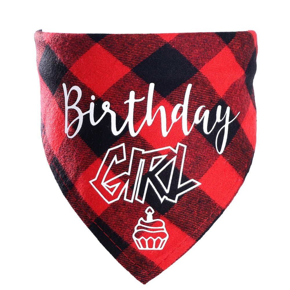 Pet Birthday Triangle Scarf Dog Saliva Towel Cotton Plaid Cat Scarf Birthday Party Gifts | Luxury Home Accessories | Heulog Glow