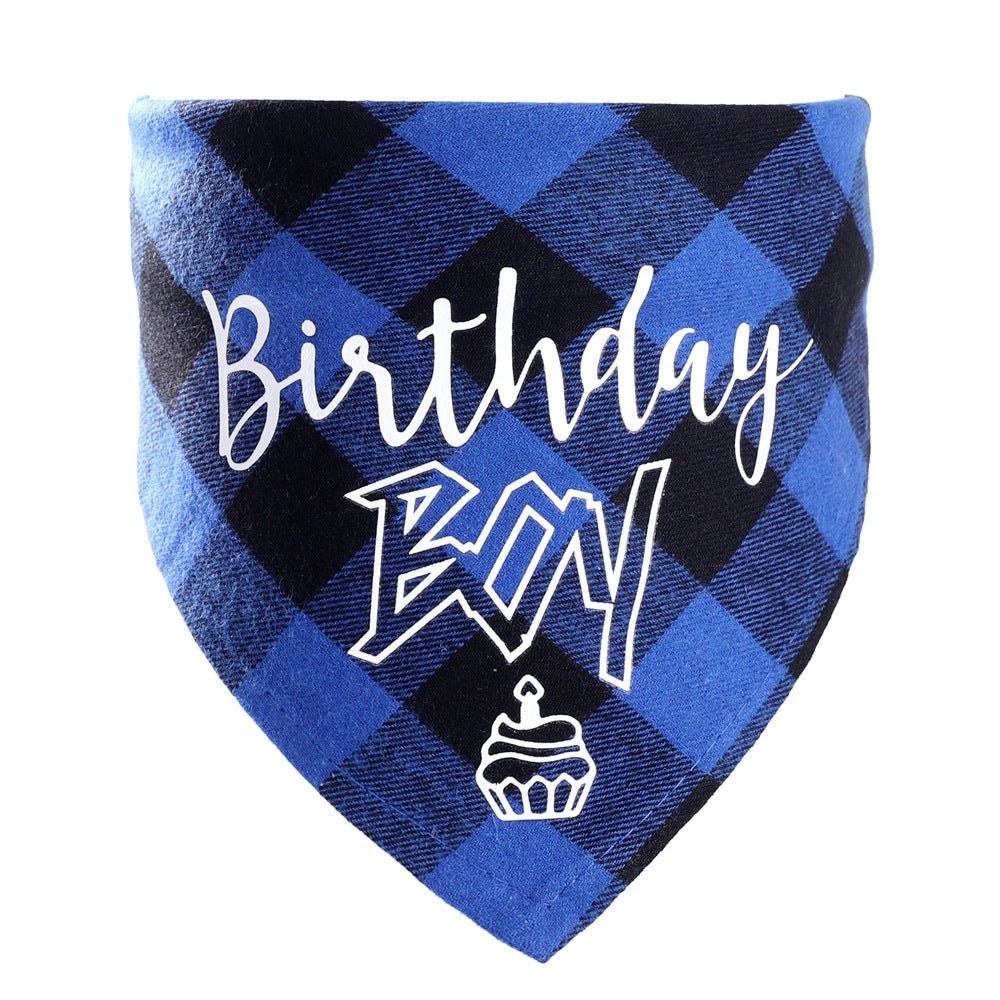 Pet Birthday Triangle Scarf Dog Saliva Towel Cotton Plaid Cat Scarf Birthday Party Gifts | Luxury Home Accessories | Heulog Glow