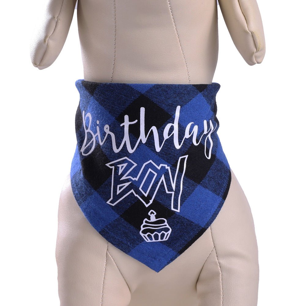 Pet Birthday Triangle Scarf Dog Saliva Towel Cotton Plaid Cat Scarf Birthday Party Gifts | Luxury Home Accessories | Heulog Glow