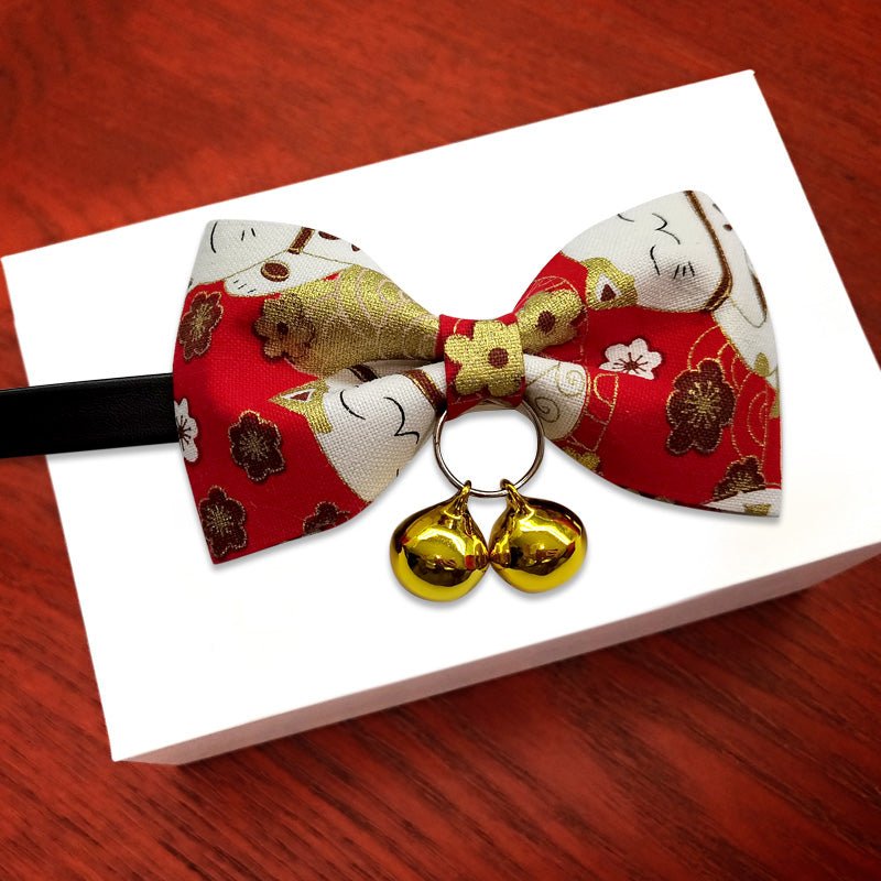 Pet Cat Bow Tie Handmade Collar Bell Identity Tag | Luxury Home Accessories | Heulog Glow