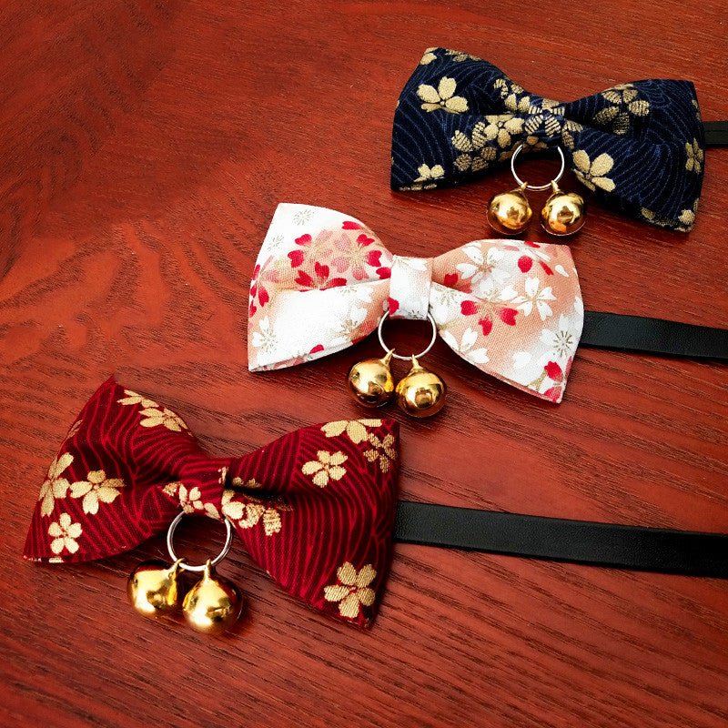 Pet Cat Bow Tie Handmade Collar Bell Identity Tag | Luxury Home Accessories | Heulog Glow