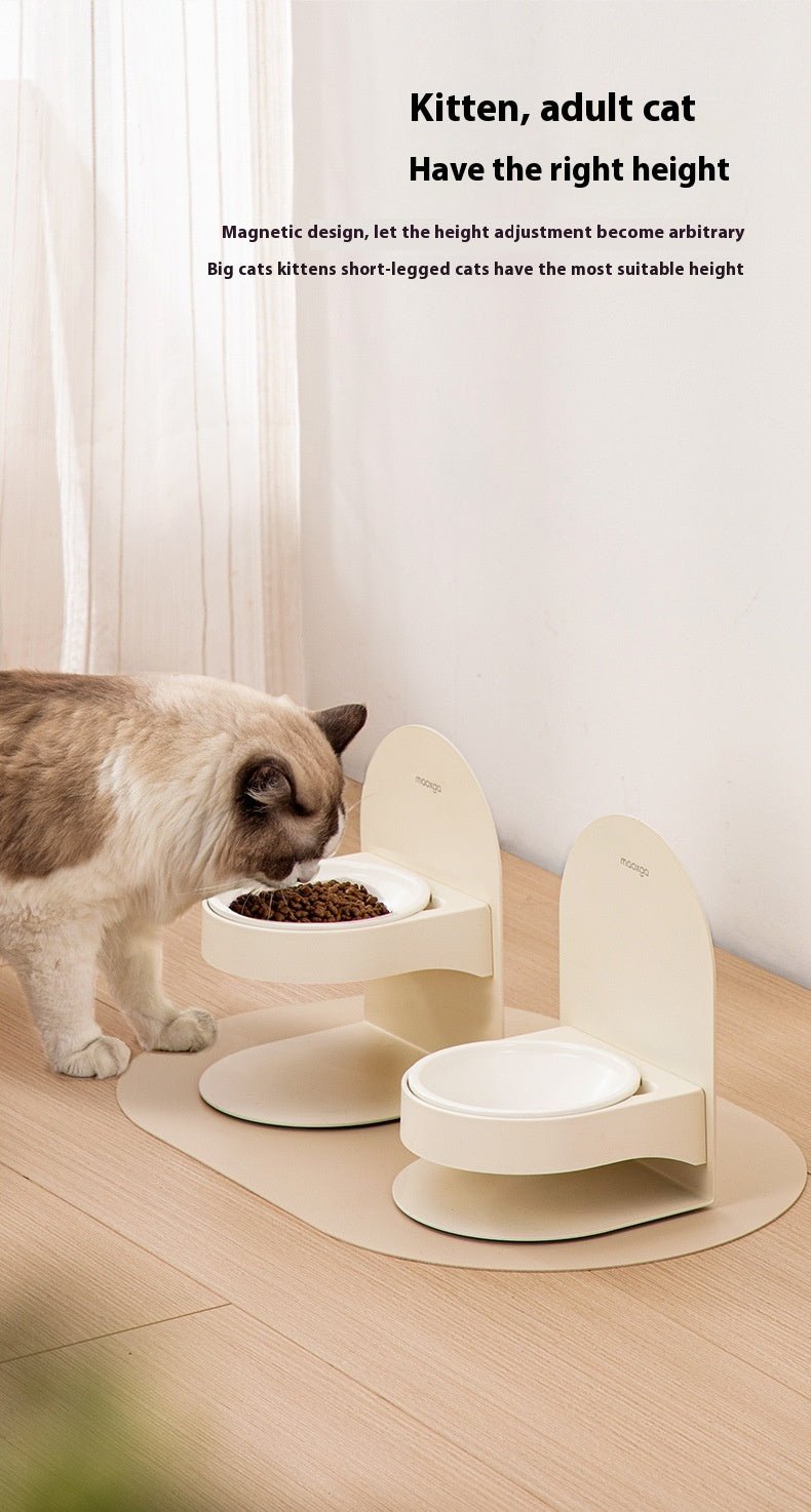 Pet Ceramic Cat Bowl With High Foot And Slanted Mouth For Cervical Protection | Luxury Home Accessories | Heulog Glow