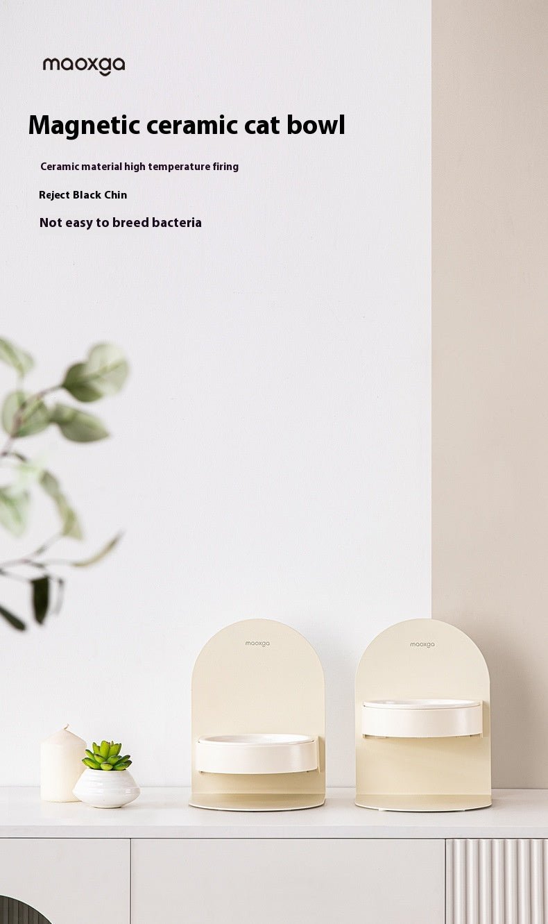 Pet Ceramic Cat Bowl With High Foot And Slanted Mouth For Cervical Protection | Luxury Home Accessories | Heulog Glow