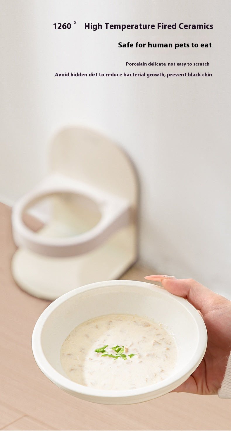 Pet Ceramic Cat Bowl With High Foot And Slanted Mouth For Cervical Protection | Luxury Home Accessories | Heulog Glow