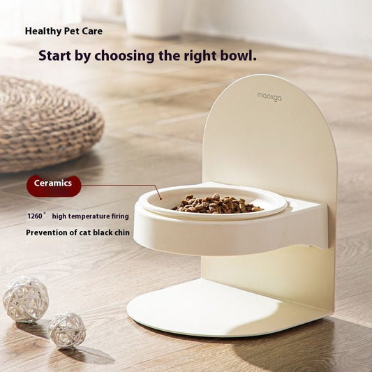 Pet Ceramic Cat Bowl With High Foot And Slanted Mouth For Cervical Protection | Luxury Home Accessories | Heulog Glow