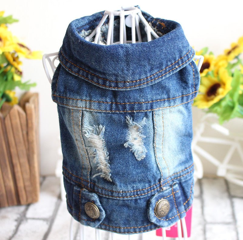 Pet Clothes Ripped Denim Vest Spring And Summer Clothes | Luxury Home Accessories | Heulog Glow