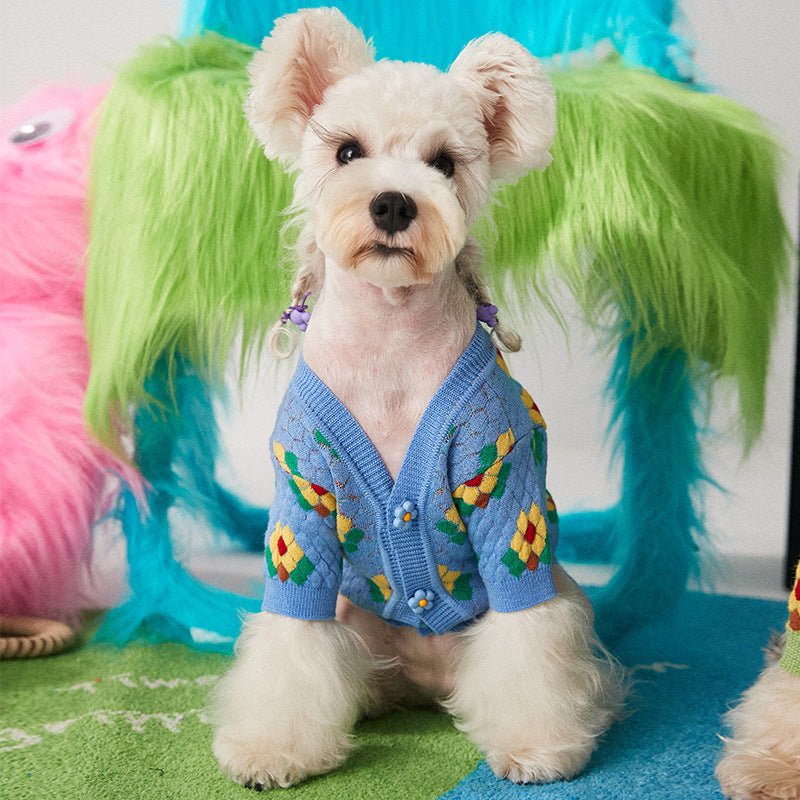 Pet Clothes Small Flower Dog Sweater Cardigan | Luxury Home Accessories | Heulog Glow