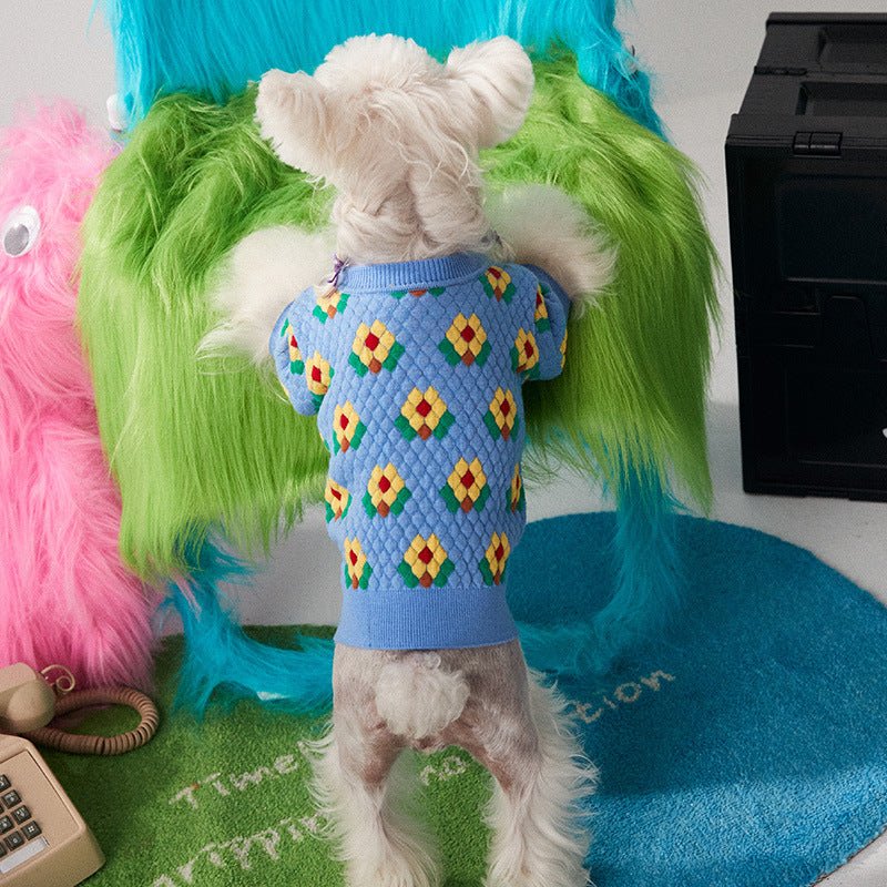 Pet Clothes Small Flower Dog Sweater Cardigan | Luxury Home Accessories | Heulog Glow